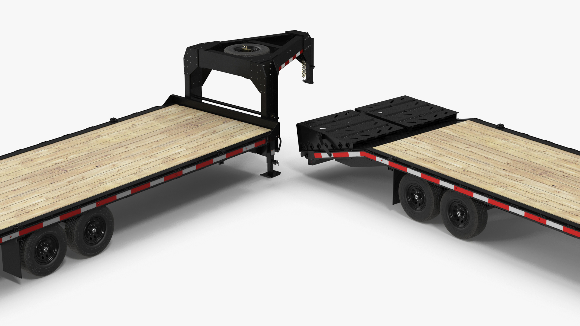 3D Flat Bed Gooseneck Pickup Trailer model