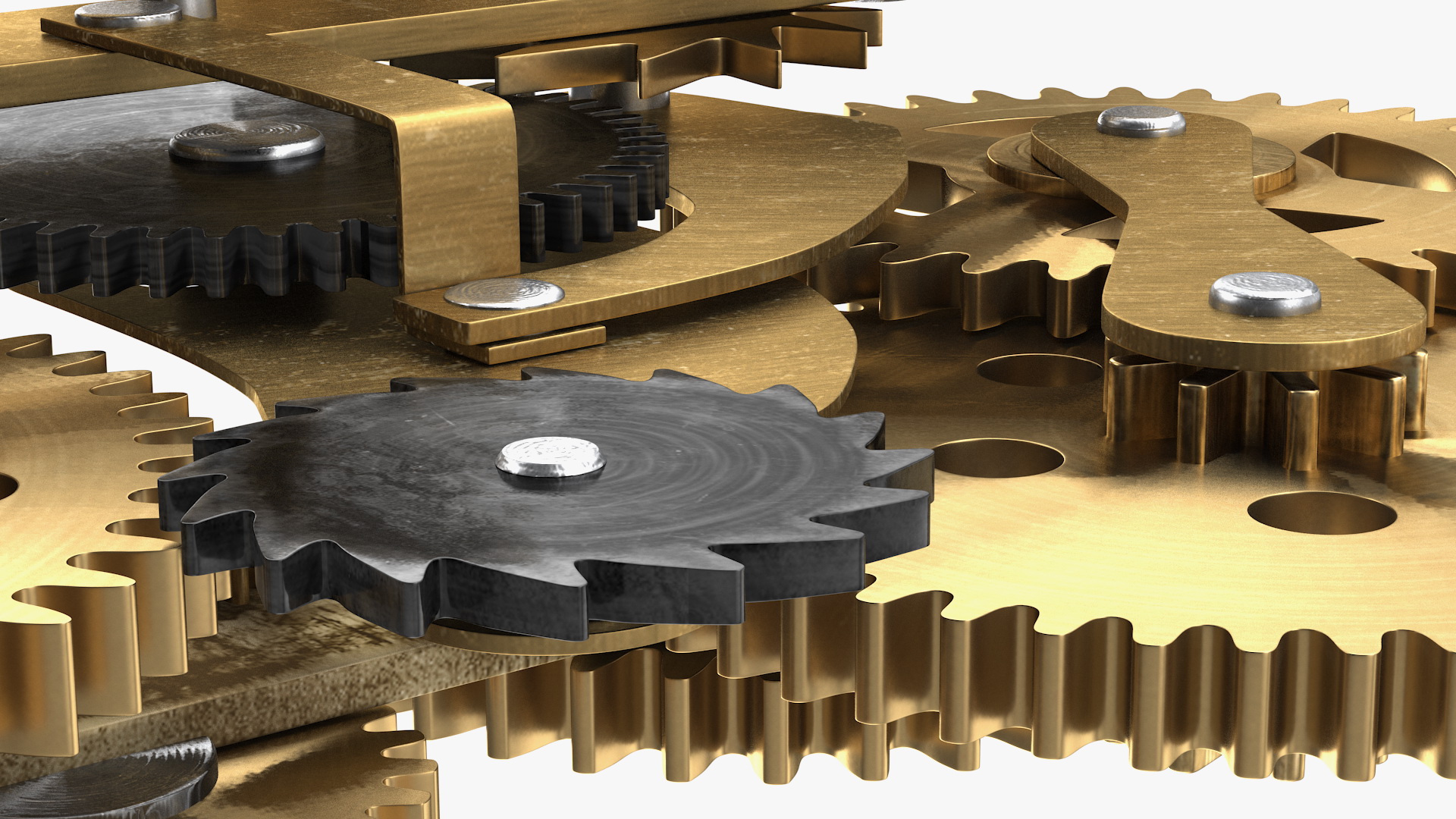 3D model Clockwork Gear Mechanism Brass