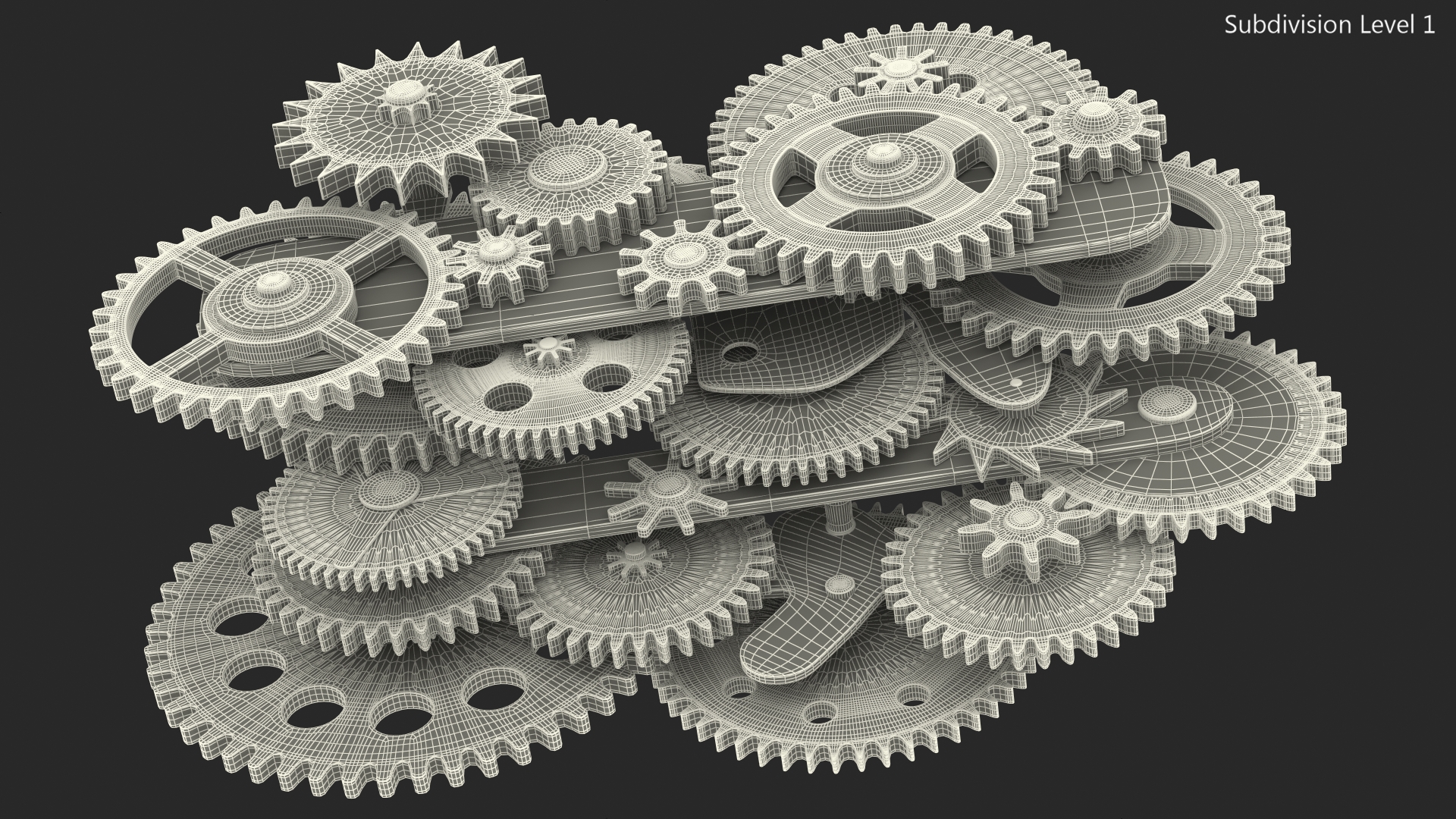 3D model Clockwork Gear Mechanism Brass