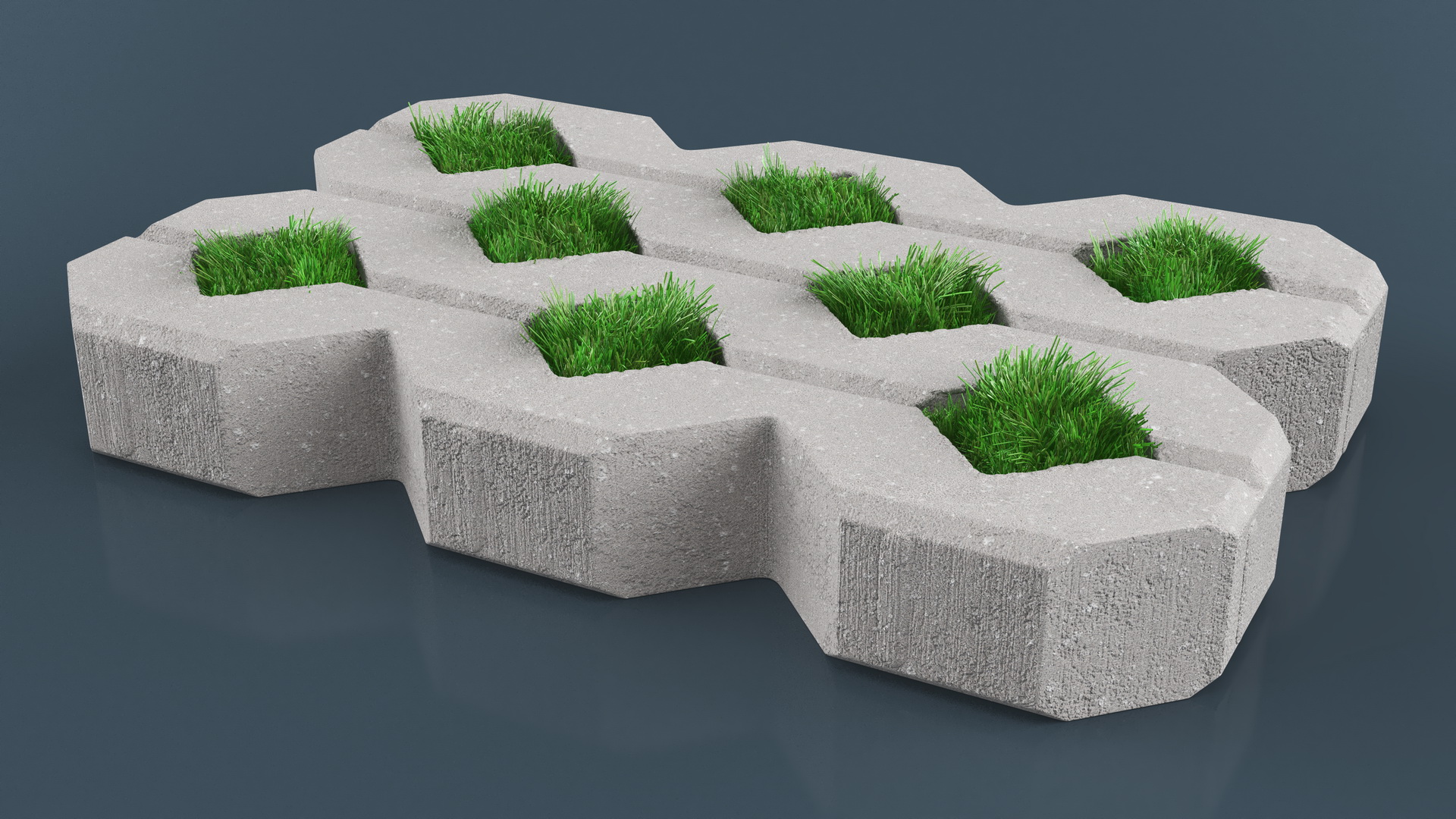 3D Grass Filled Concrete Paver Fur