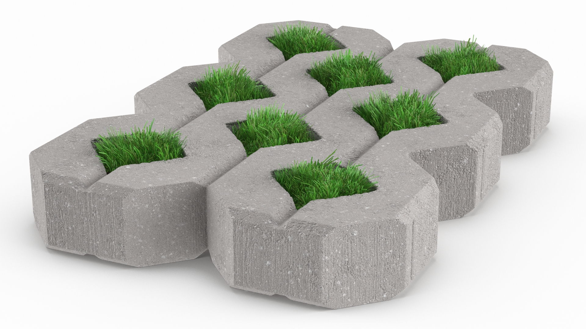 3D Grass Filled Concrete Paver Fur