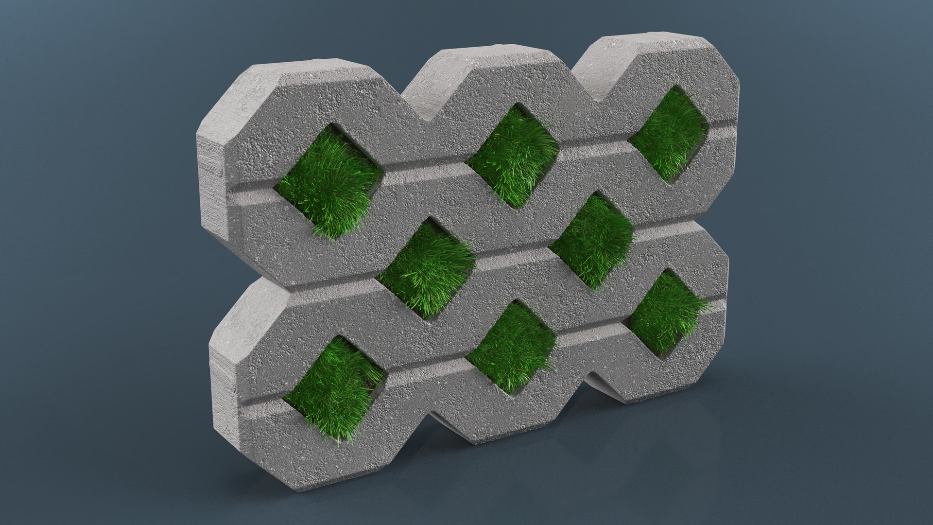 3D Grass Filled Concrete Paver Fur