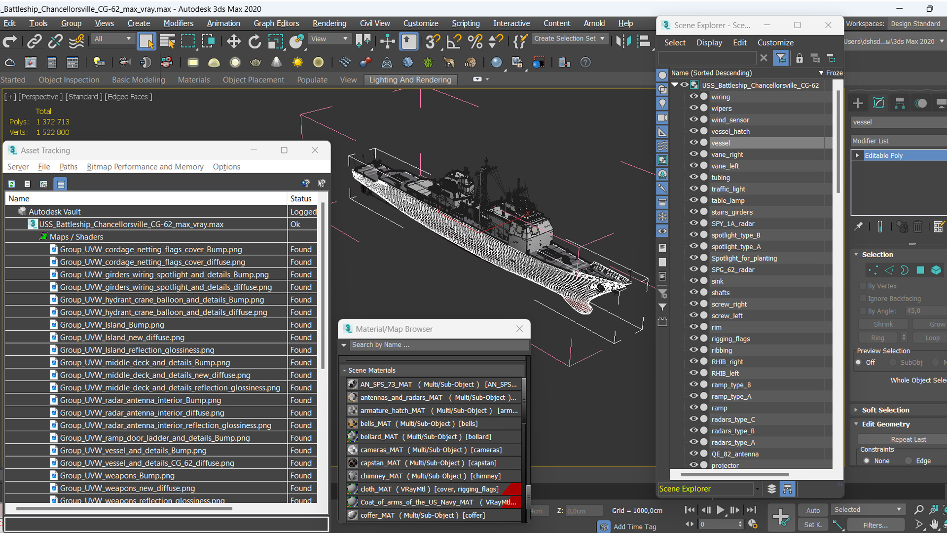 USS Battleship Chancellorsville CG-62 3D