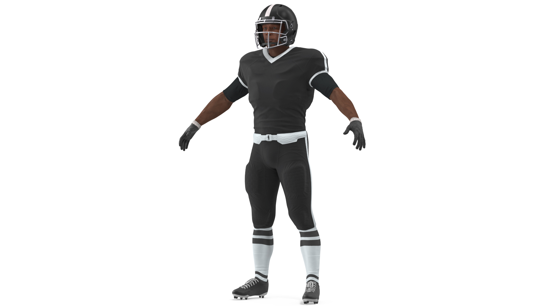 3D model Black Man Uniform T-Pose American Football Players