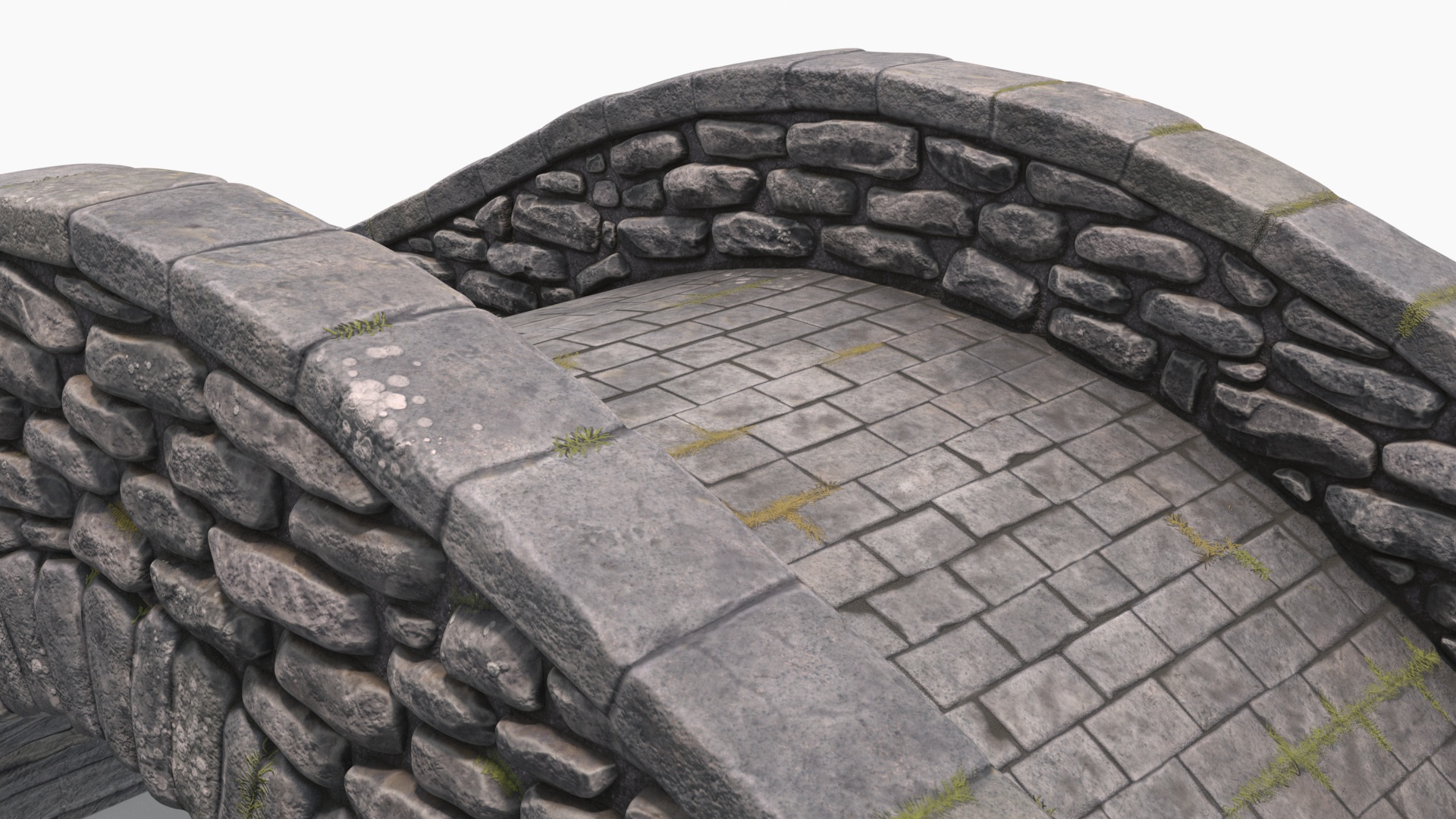 3D Small Stone Arch Bridge Gray model