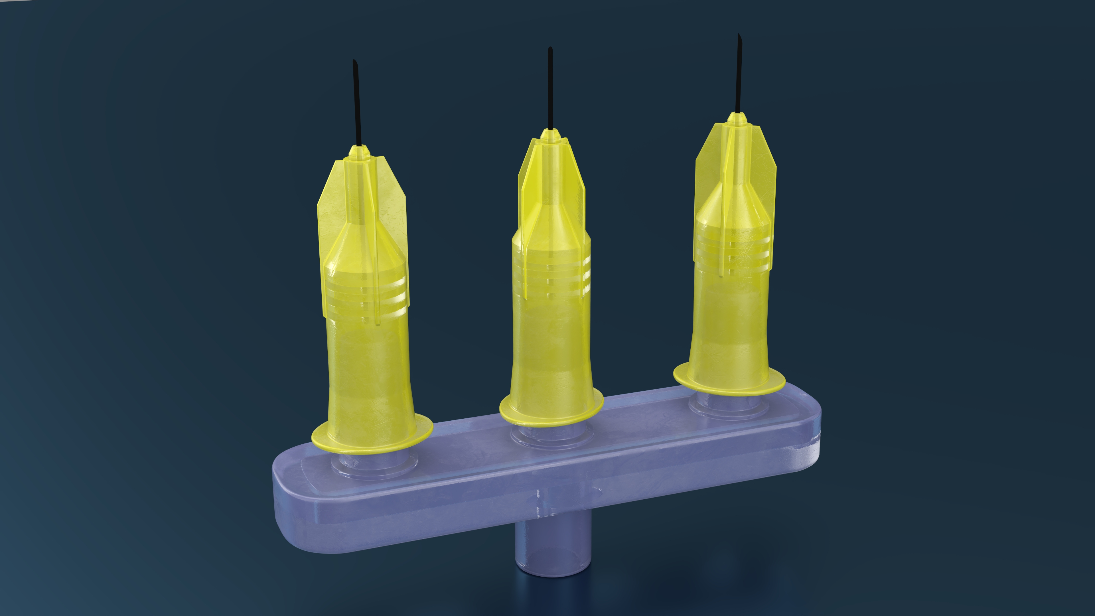 3D model Multi Injector 3 Needles Straight Yellow