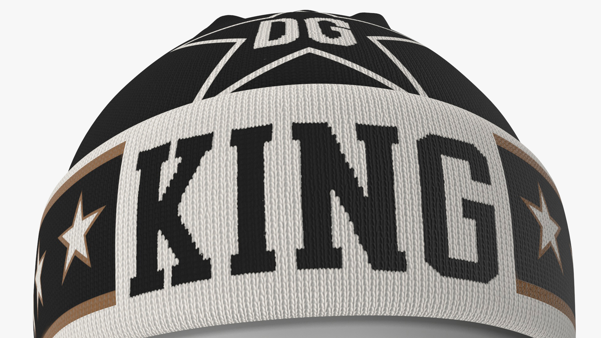 3D model Mens DG King Star Intarsia Beanie Hat on Mannequin