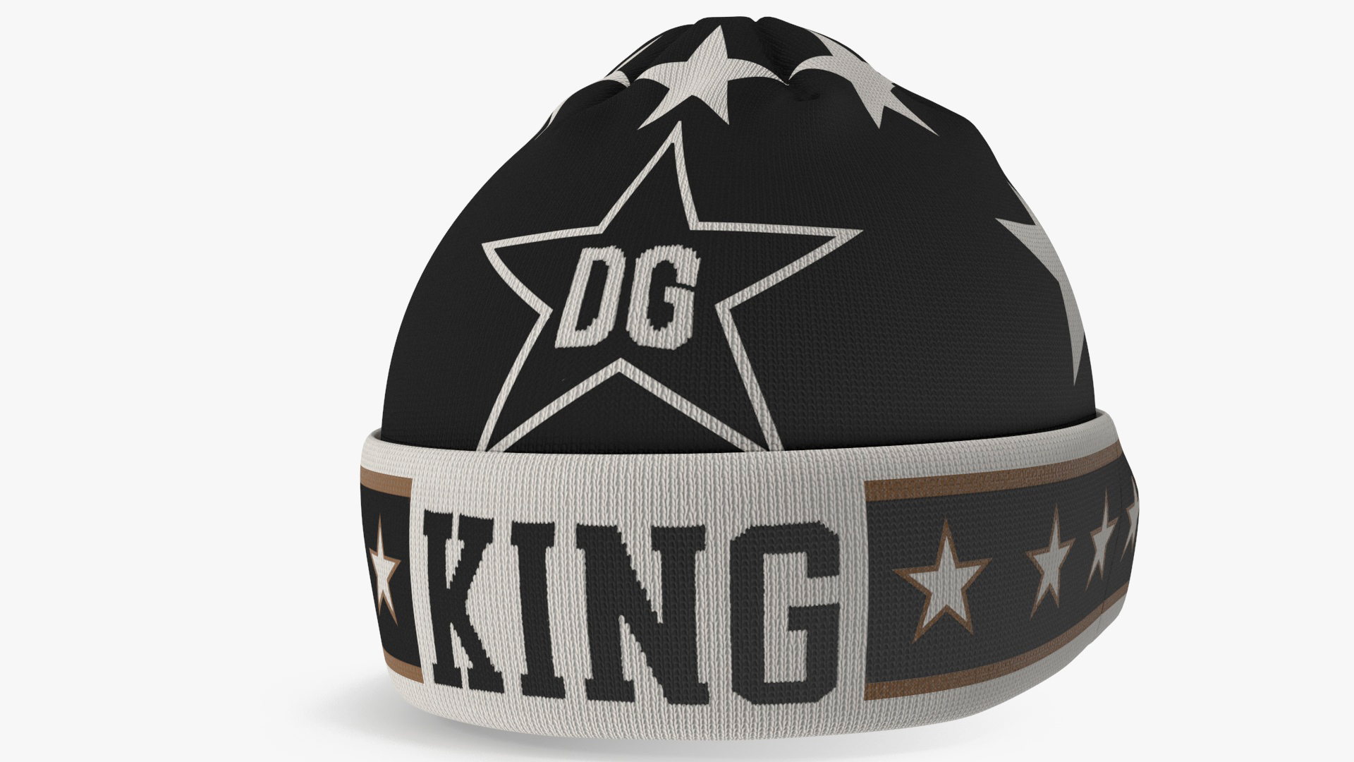 3D model Mens DG King Star Intarsia Beanie Hat on Mannequin