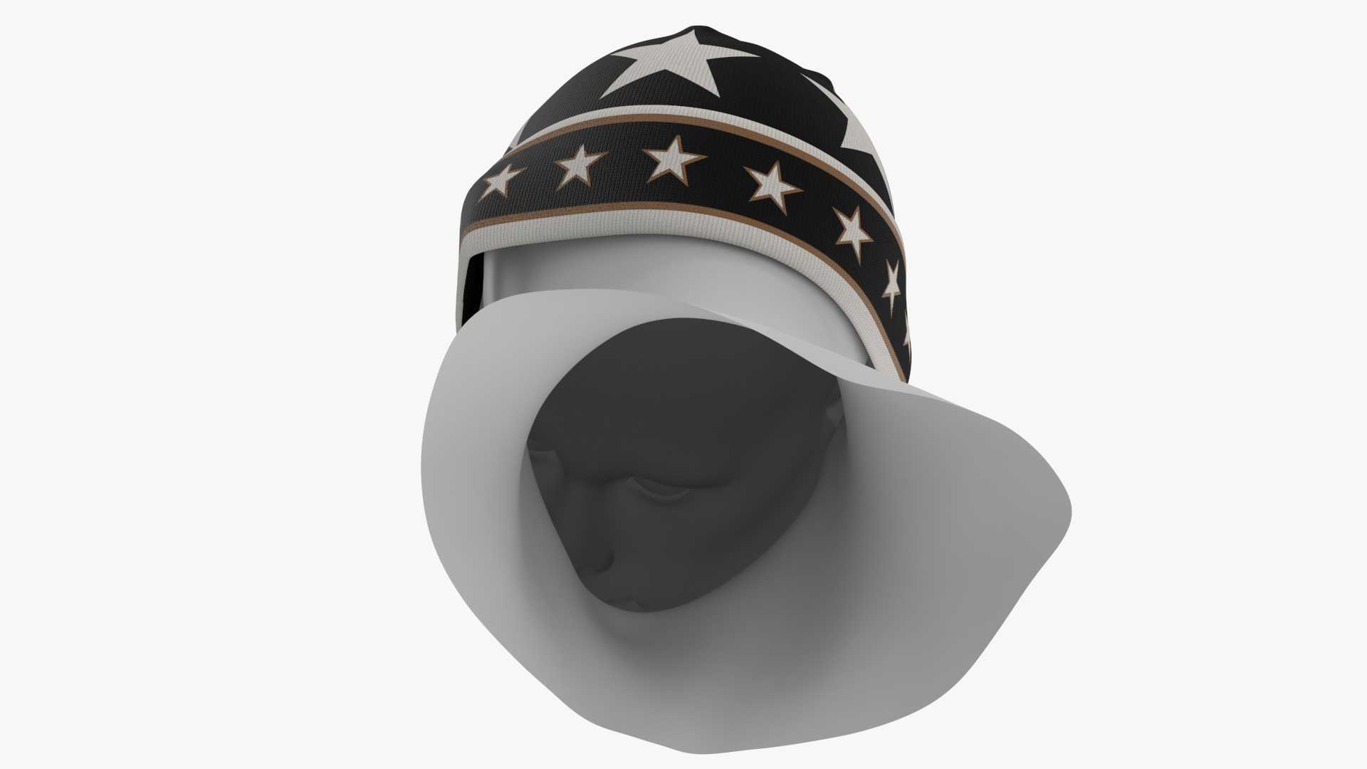 3D model Mens DG King Star Intarsia Beanie Hat on Mannequin