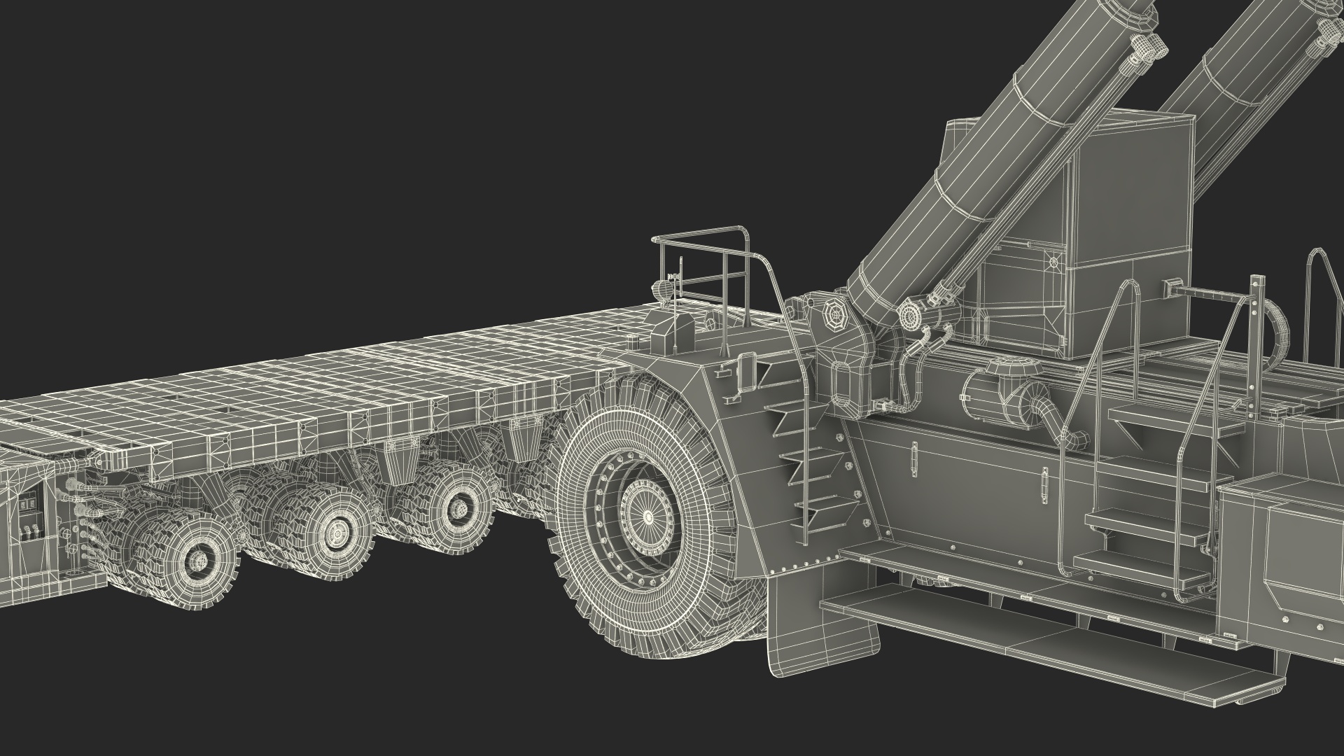 3D model Reach Stacker NC Nielsen Loading Concrete Slabs on a Trailer