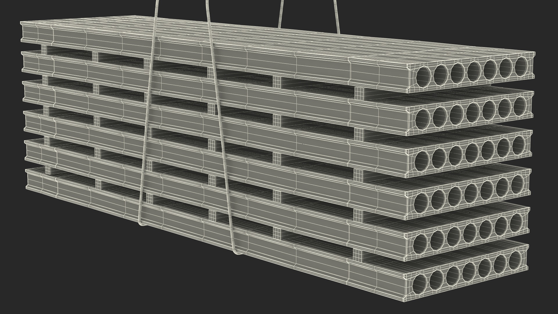 3D model Reach Stacker NC Nielsen Loading Concrete Slabs on a Trailer