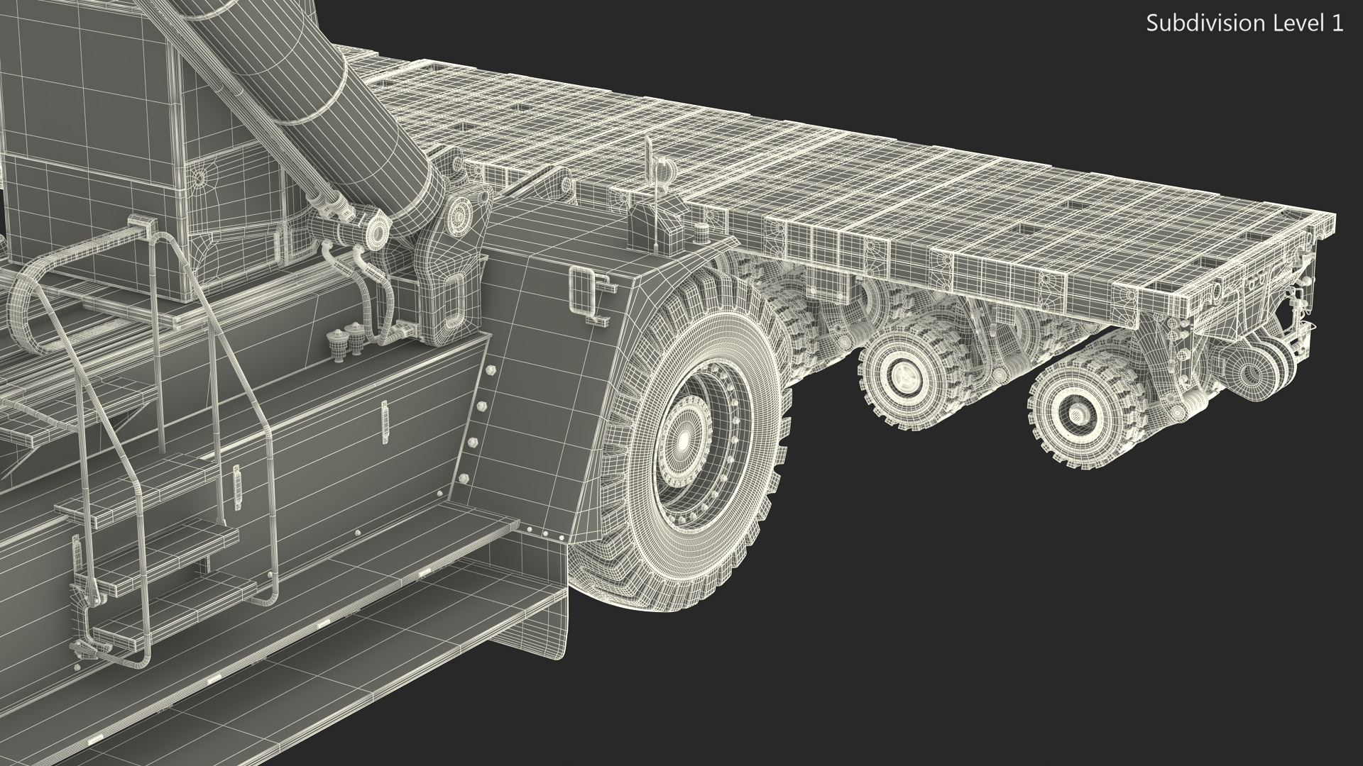 3D model Reach Stacker NC Nielsen Loading Concrete Slabs on a Trailer