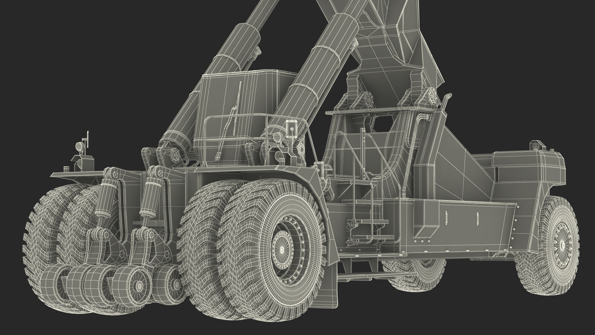 3D model Reach Stacker NC Nielsen Loading Concrete Slabs on a Trailer