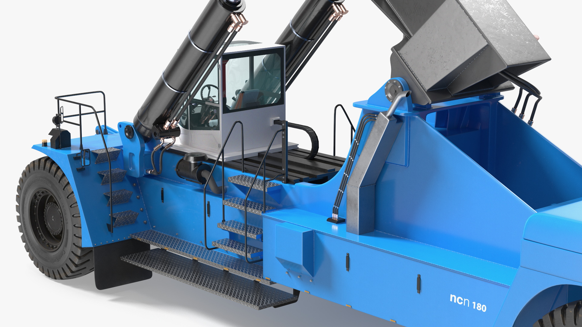 3D model Reach Stacker NC Nielsen Loading Concrete Slabs on a Trailer