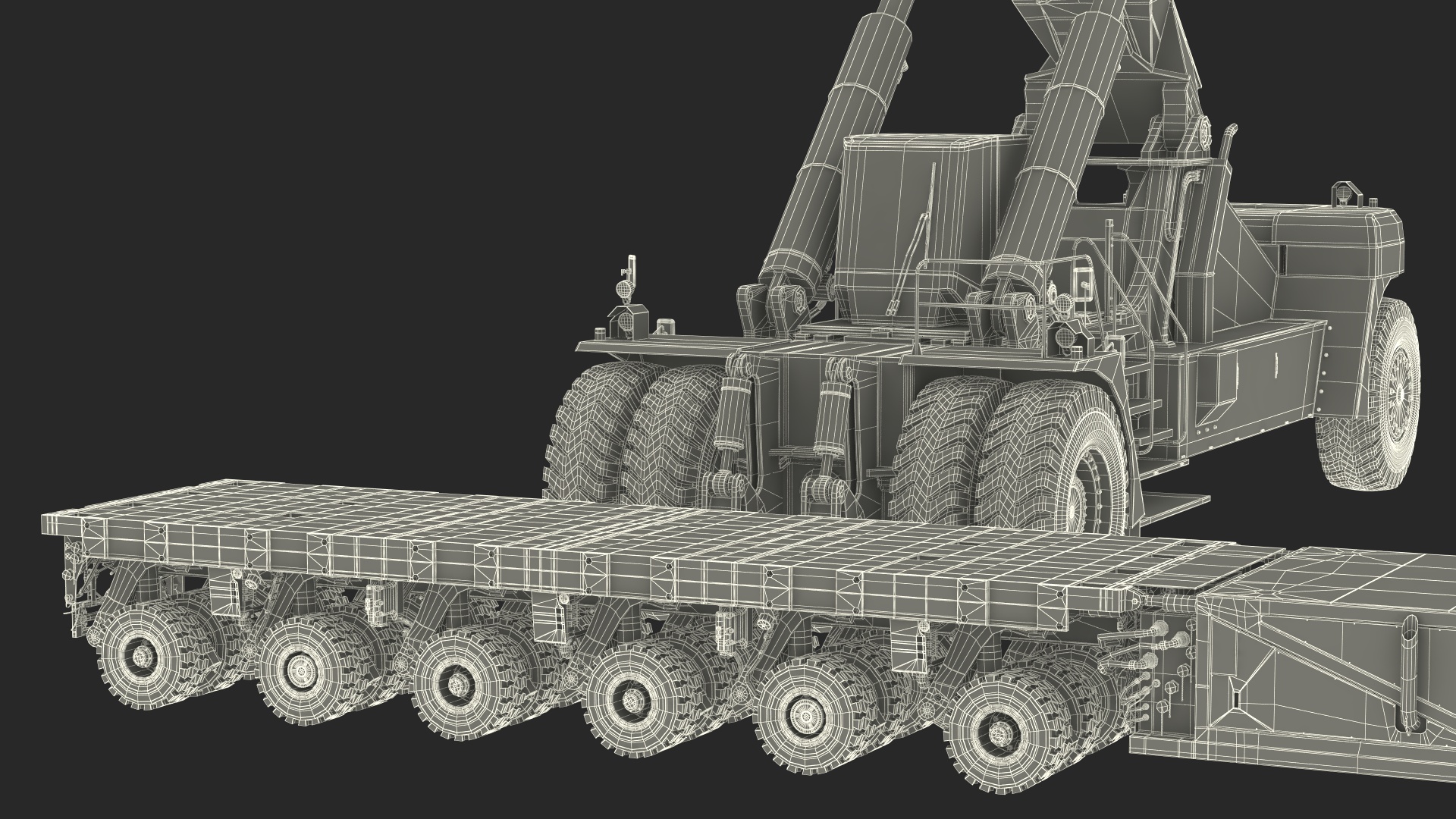 3D model Reach Stacker NC Nielsen Loading Concrete Slabs on a Trailer