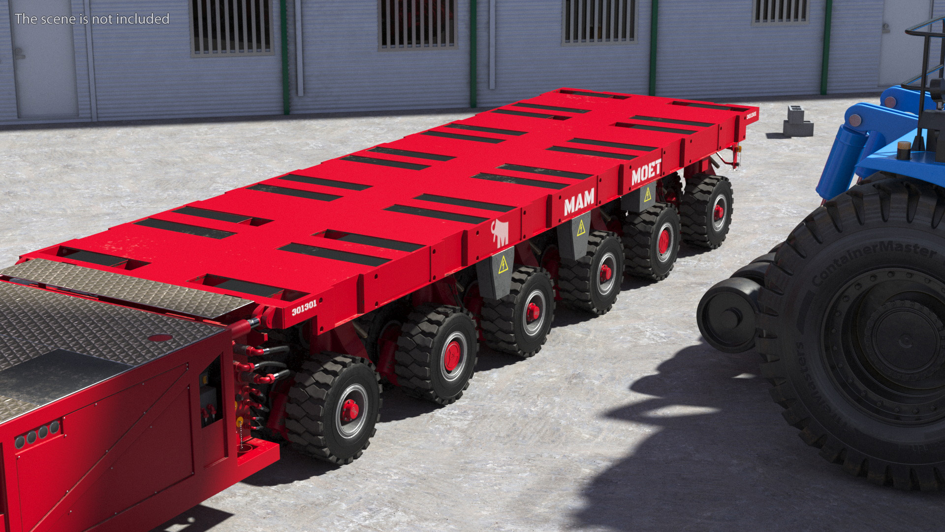 3D model Reach Stacker NC Nielsen Loading Concrete Slabs on a Trailer