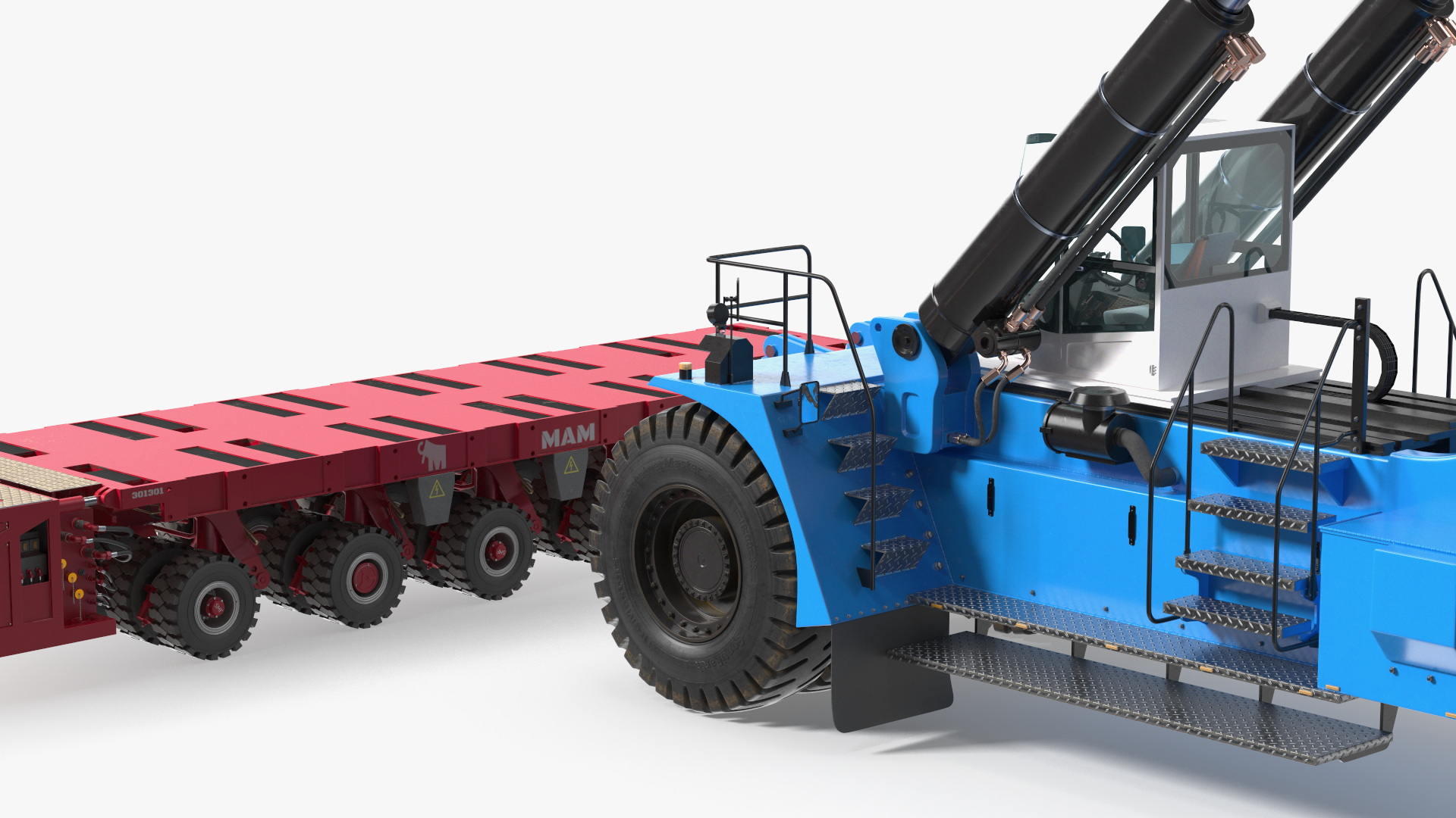 3D model Reach Stacker NC Nielsen Loading Concrete Slabs on a Trailer