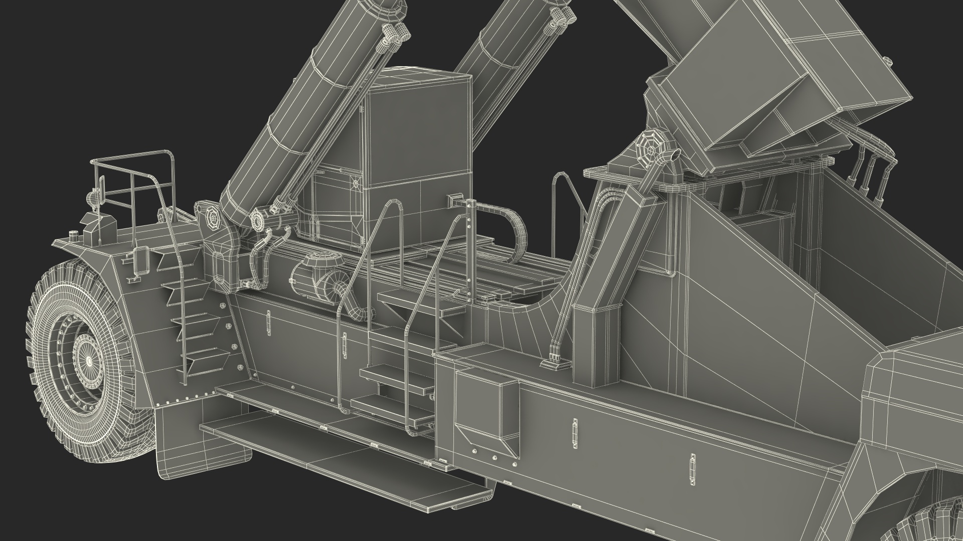 3D model Reach Stacker NC Nielsen Loading Concrete Slabs on a Trailer