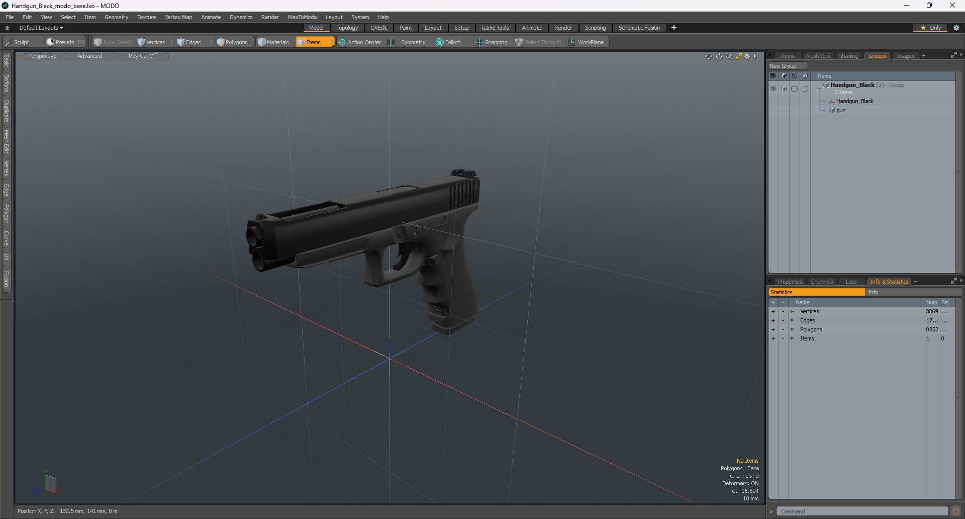 3D Handgun Black model