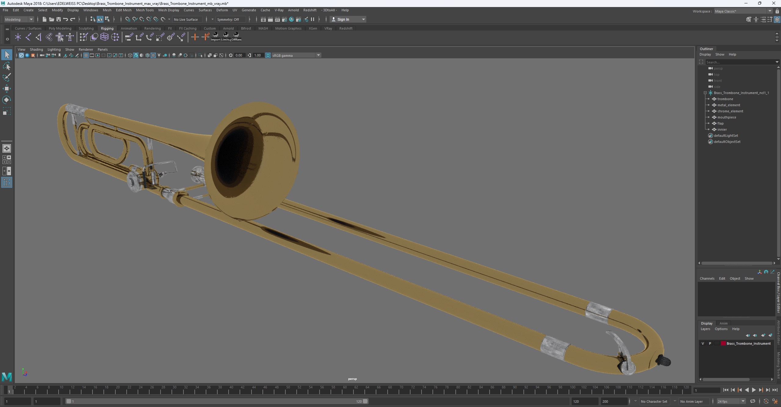 3D model Brass Trombone Instrument