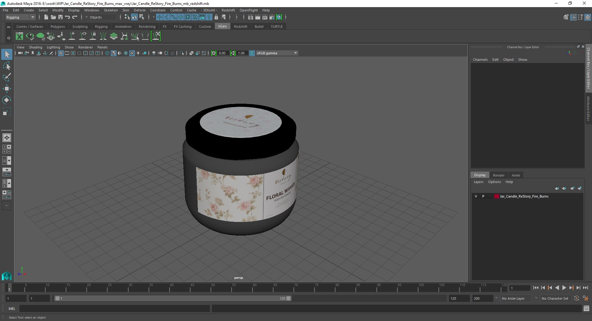 Jar Candle ReStory Fire Burns 3D model