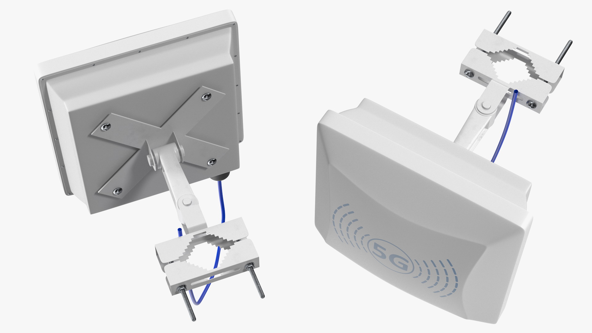 Micro Cell 5G Mobile Network Antenna on Post 3D model