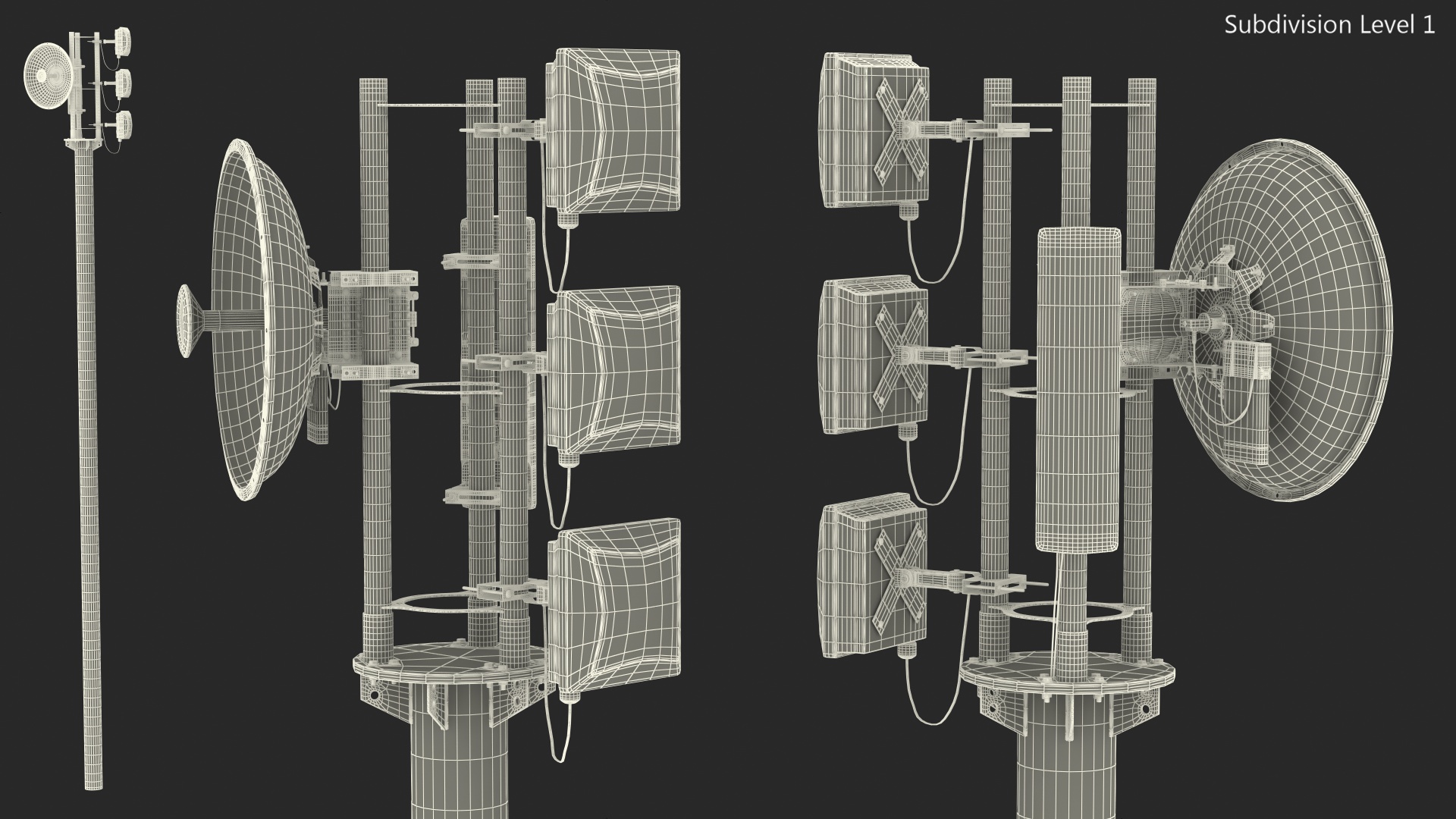 Micro Cell 5G Mobile Network Antenna on Post 3D model