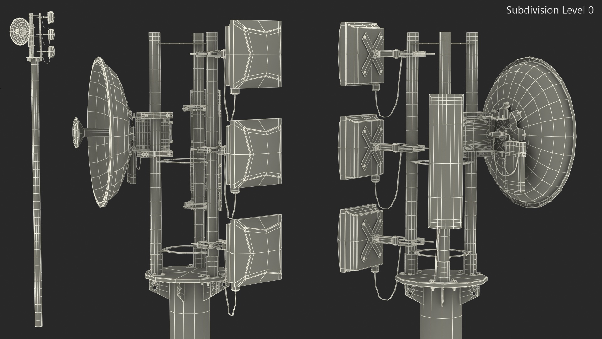 Micro Cell 5G Mobile Network Antenna on Post 3D model