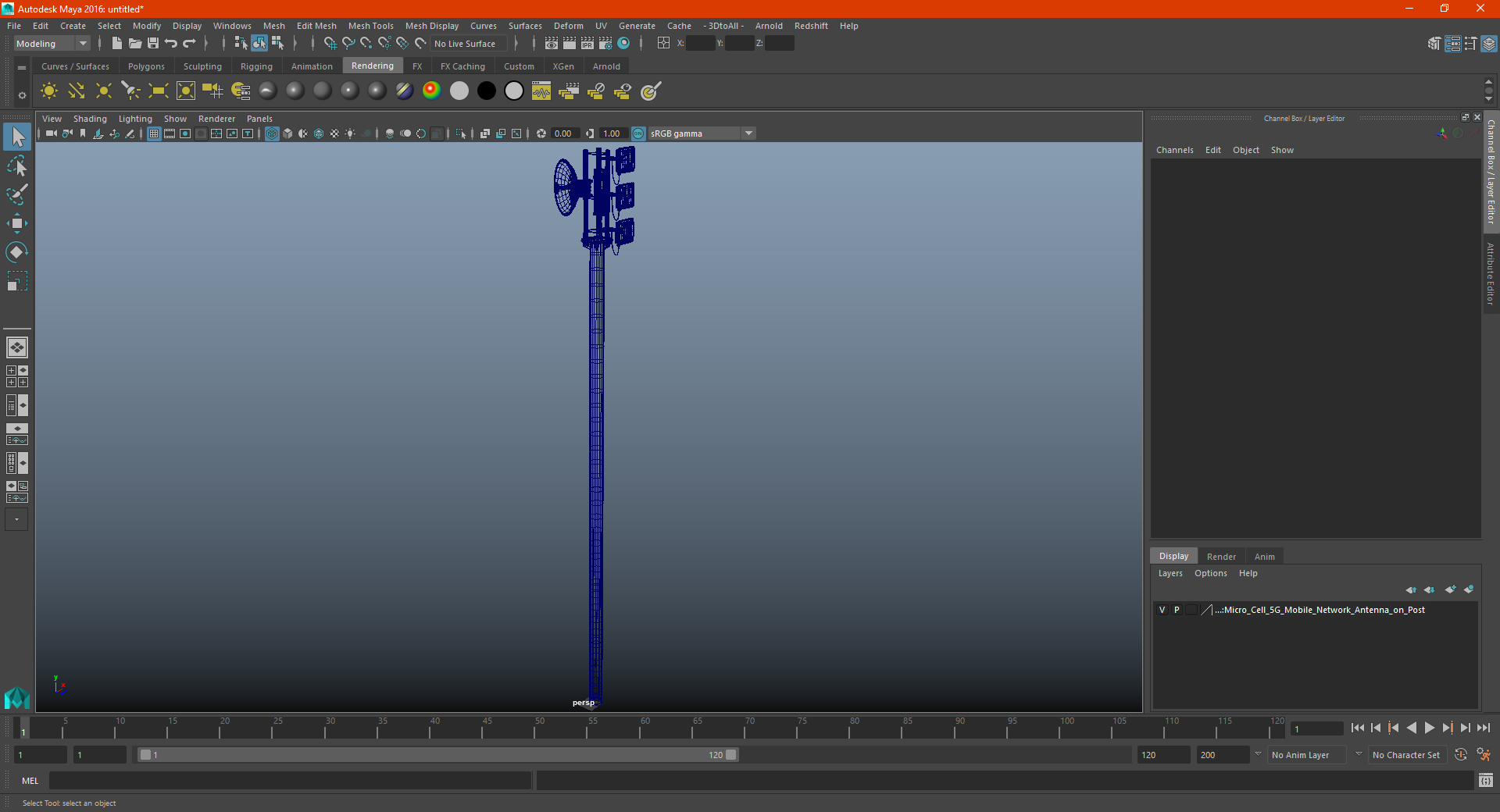 Micro Cell 5G Mobile Network Antenna on Post 3D model