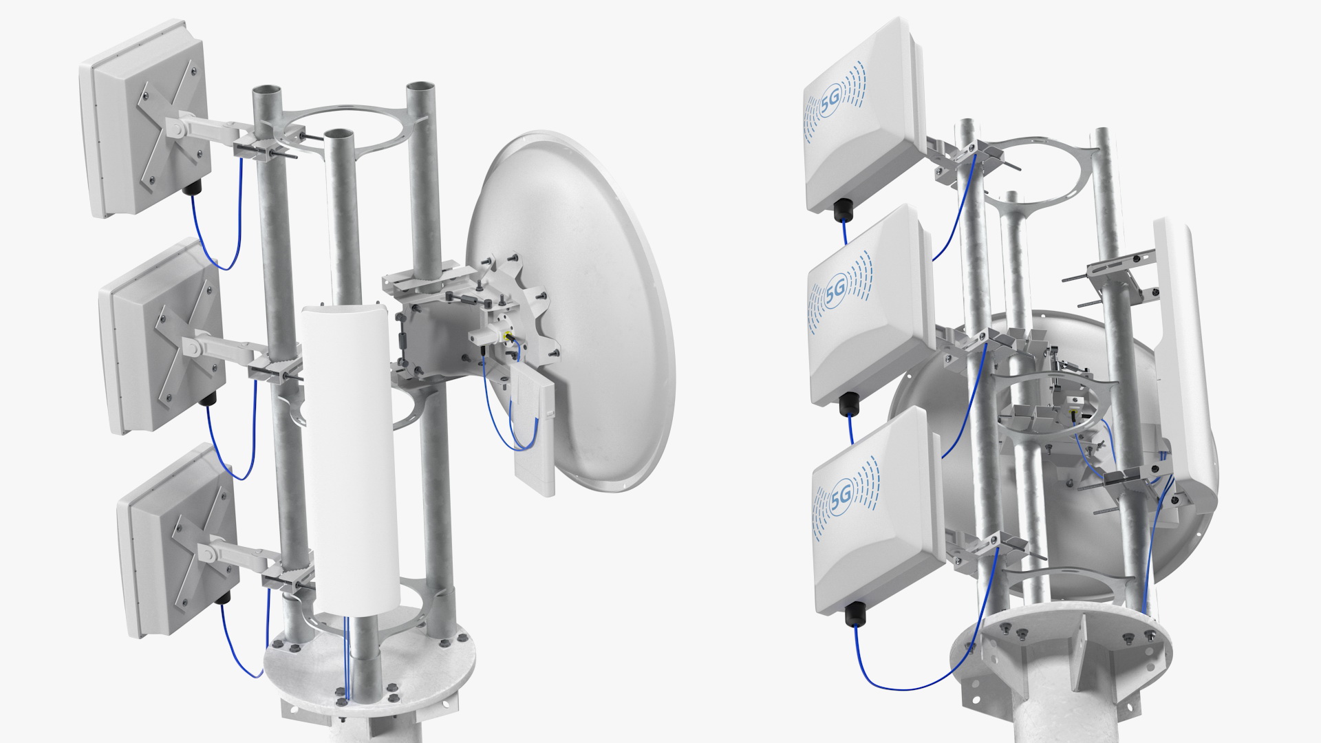 Micro Cell 5G Mobile Network Antenna on Post 3D model