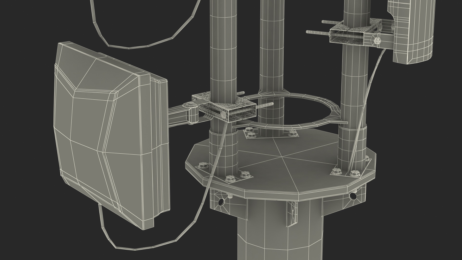 Micro Cell 5G Mobile Network Antenna on Post 3D model