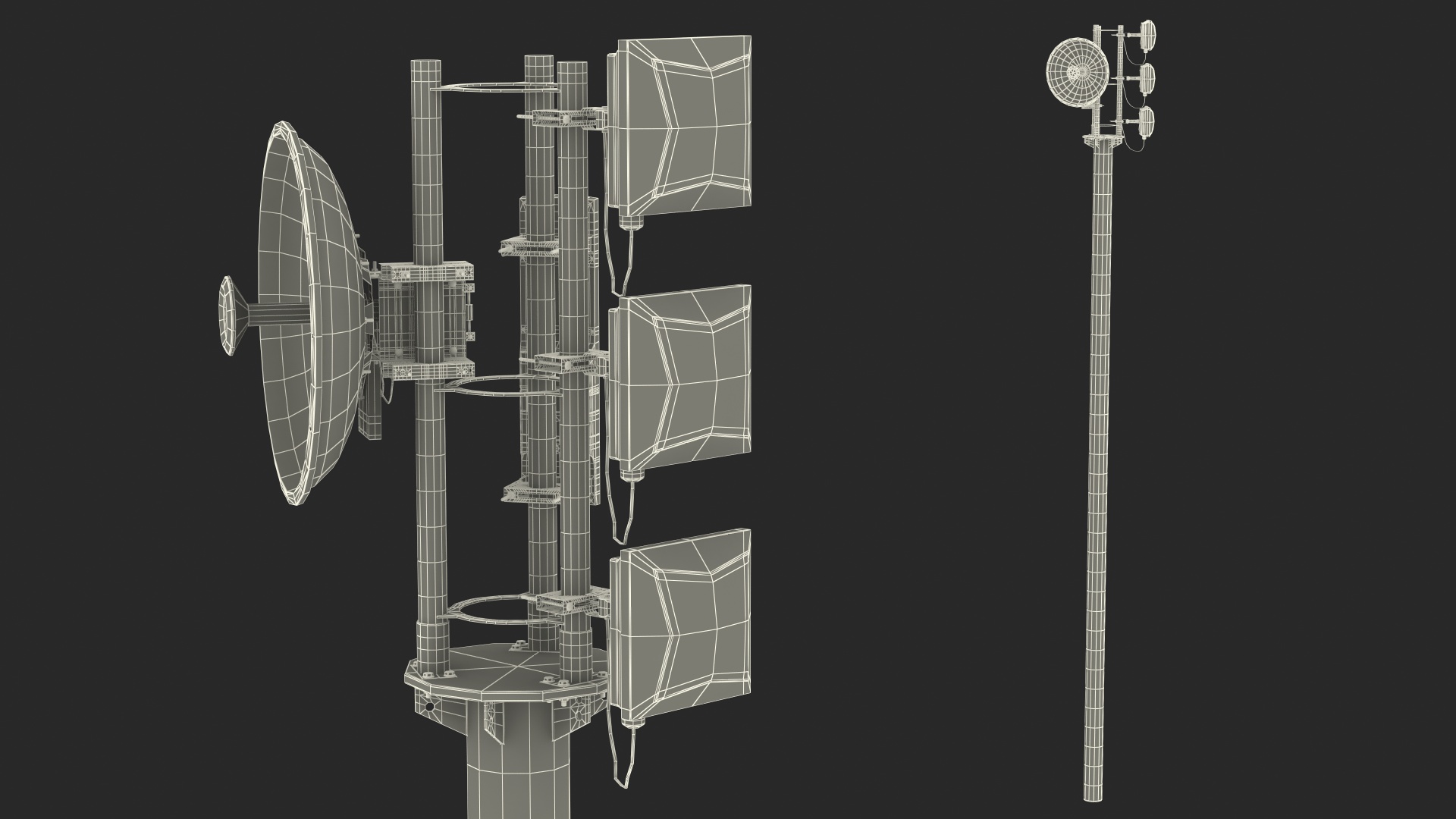 Micro Cell 5G Mobile Network Antenna on Post 3D model