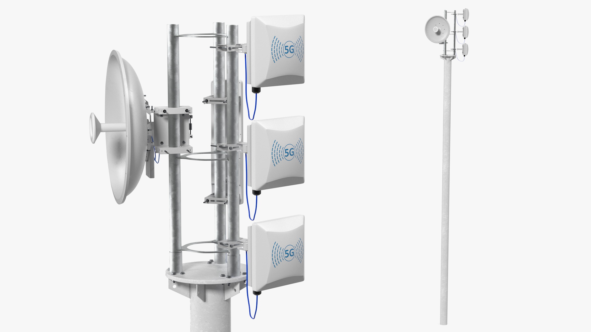 Micro Cell 5G Mobile Network Antenna on Post 3D model