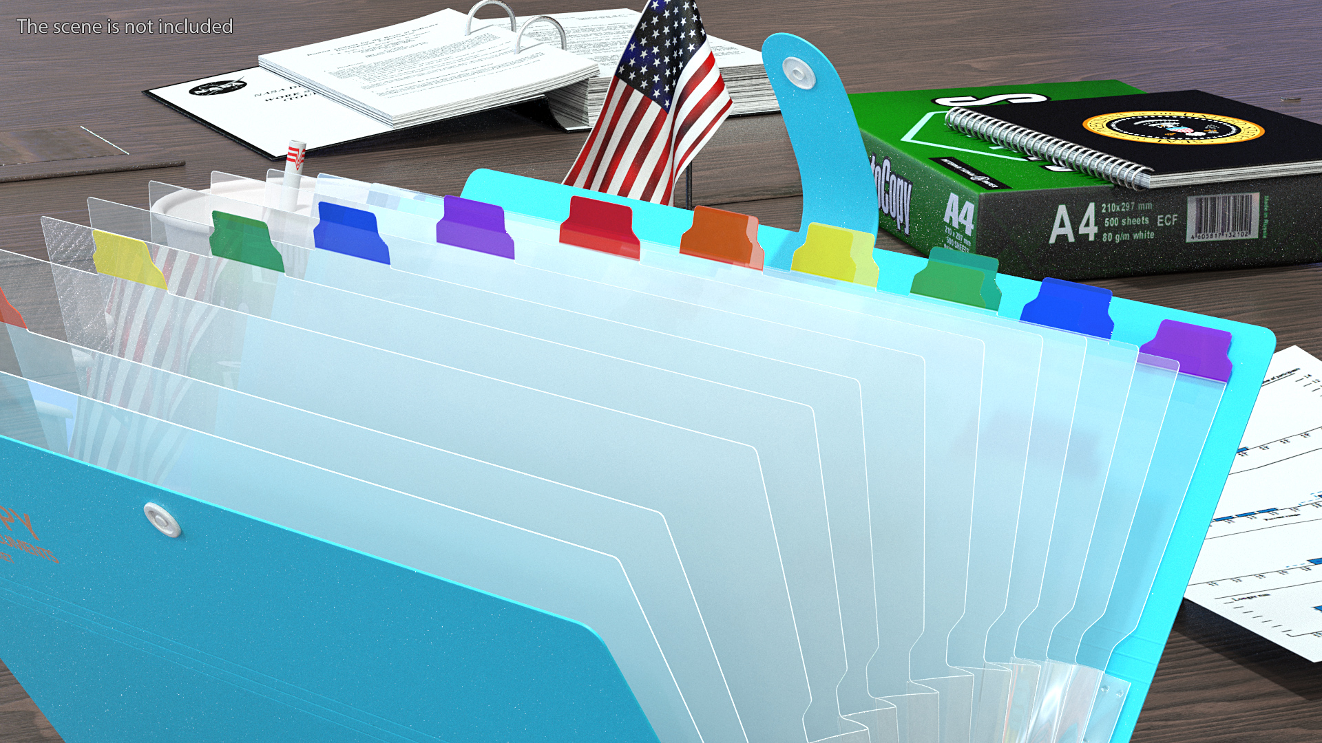 3D Expanding File Folder Open Blue