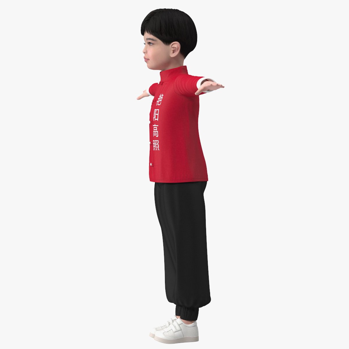 3D model Asian Boy Traditional Costume Rigged for Maya