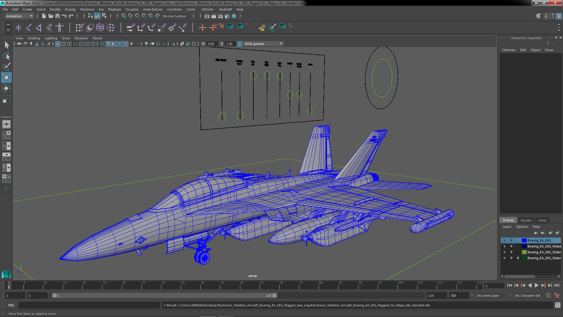 Electronic Warfare Aircraft Boeing EA 18G Rigged for Maya 3D