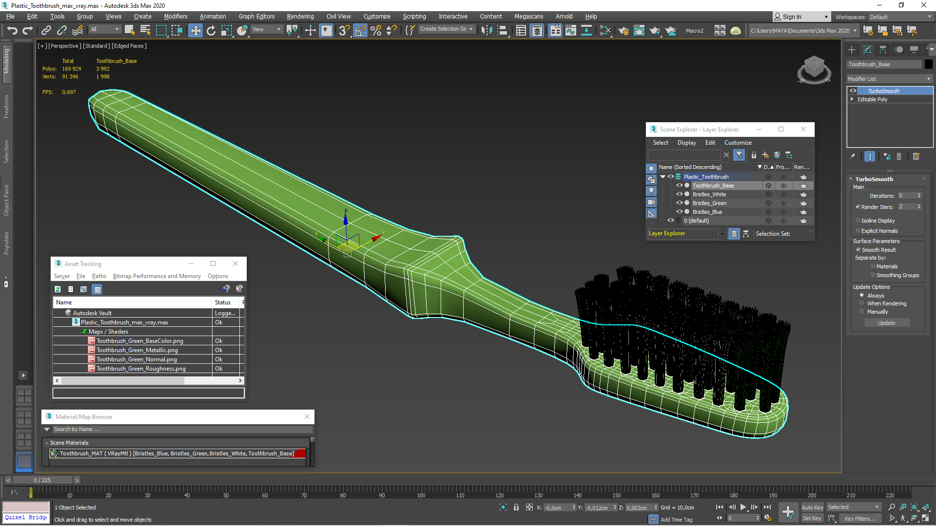 3D Plastic Toothbrush model