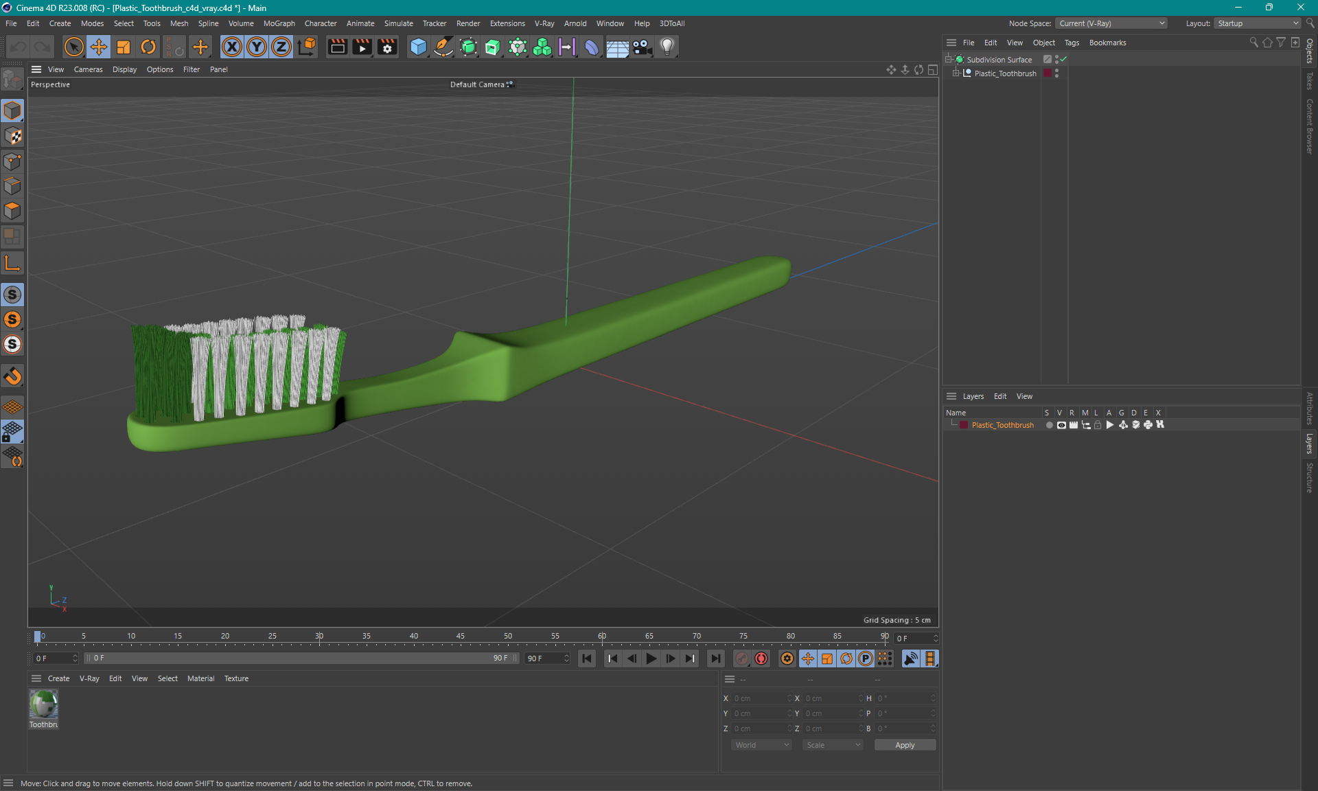 3D Plastic Toothbrush model