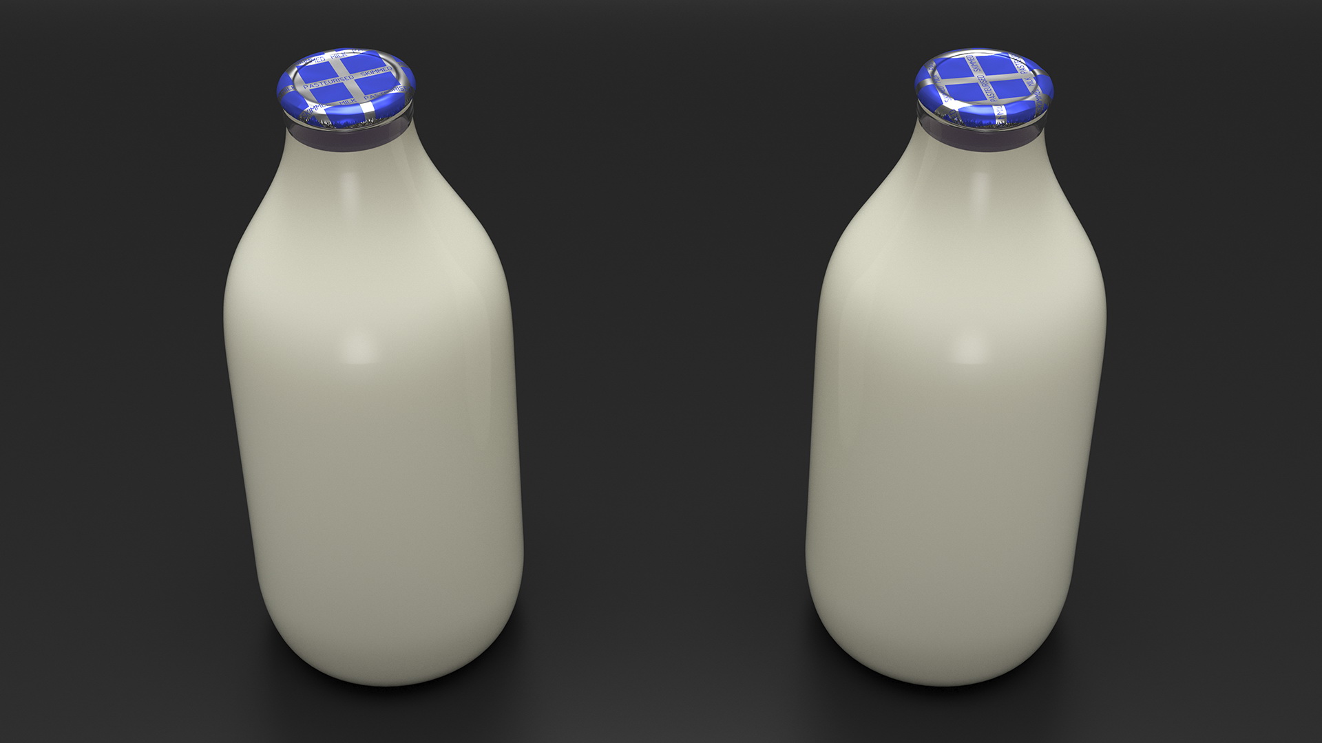 Glass Bottle of Skimmed Milk with Foil Top 3D