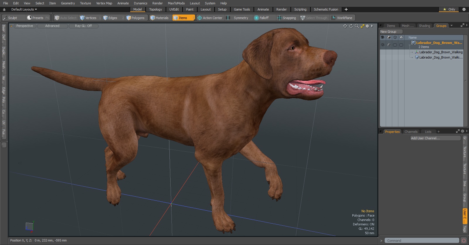 3D Labrador Dog Brown Walking