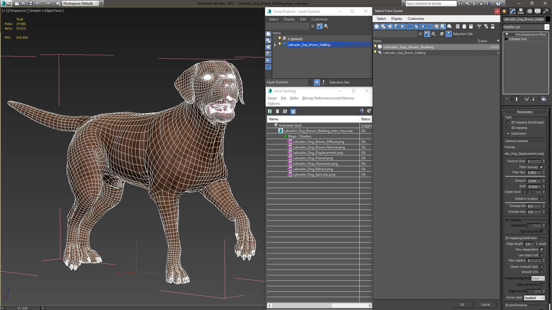 3D Labrador Dog Brown Walking