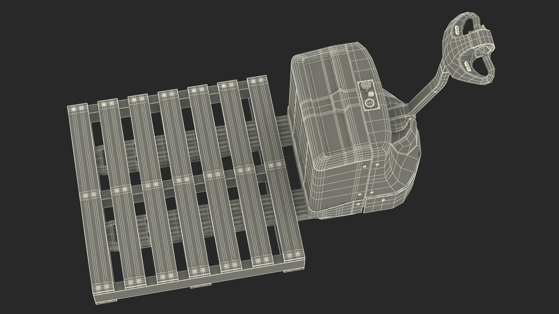 3D Self Propelled Electric Pallet Jack and Pallet Rigged model