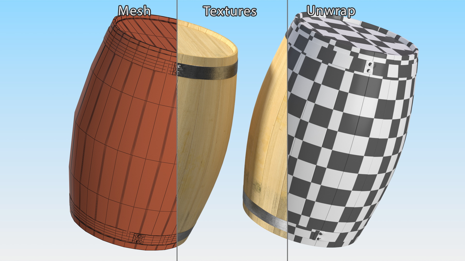 3D Wooden Barrel model