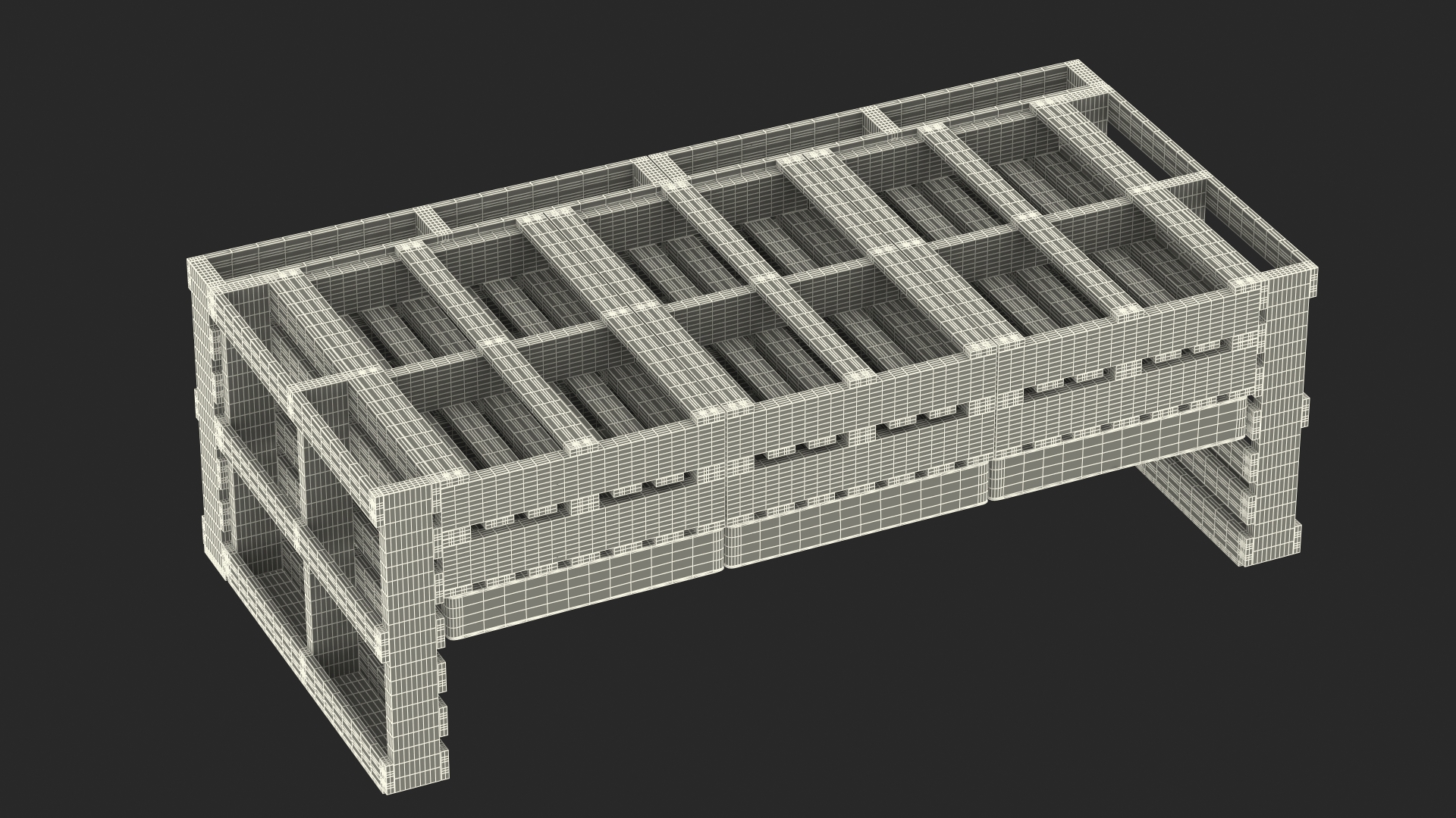 Rustic Pallet Sofa White 3D model