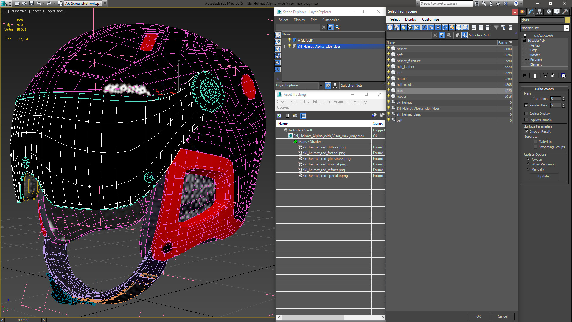 3D Ski Helmet Alpina with Visor model