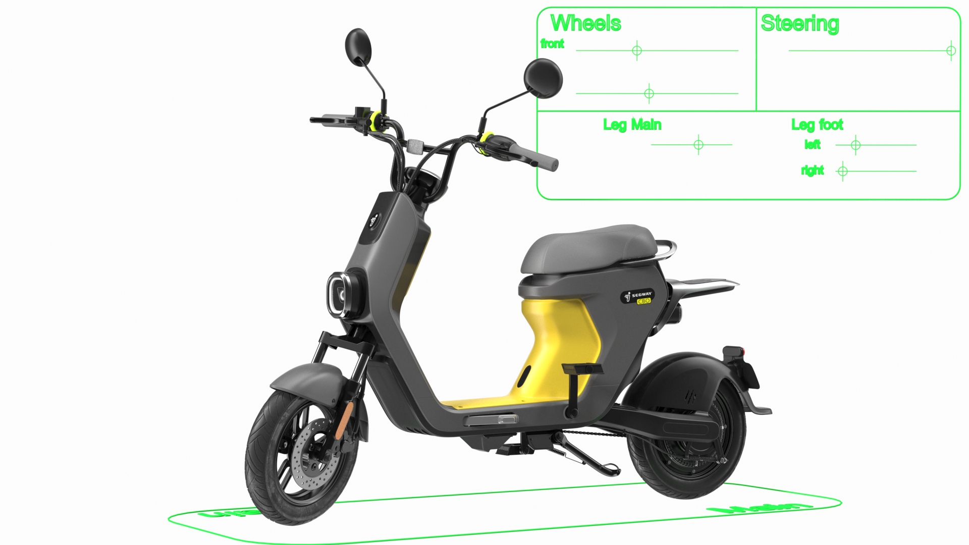 Segway eMoped C80 Grey Rigged 3D model