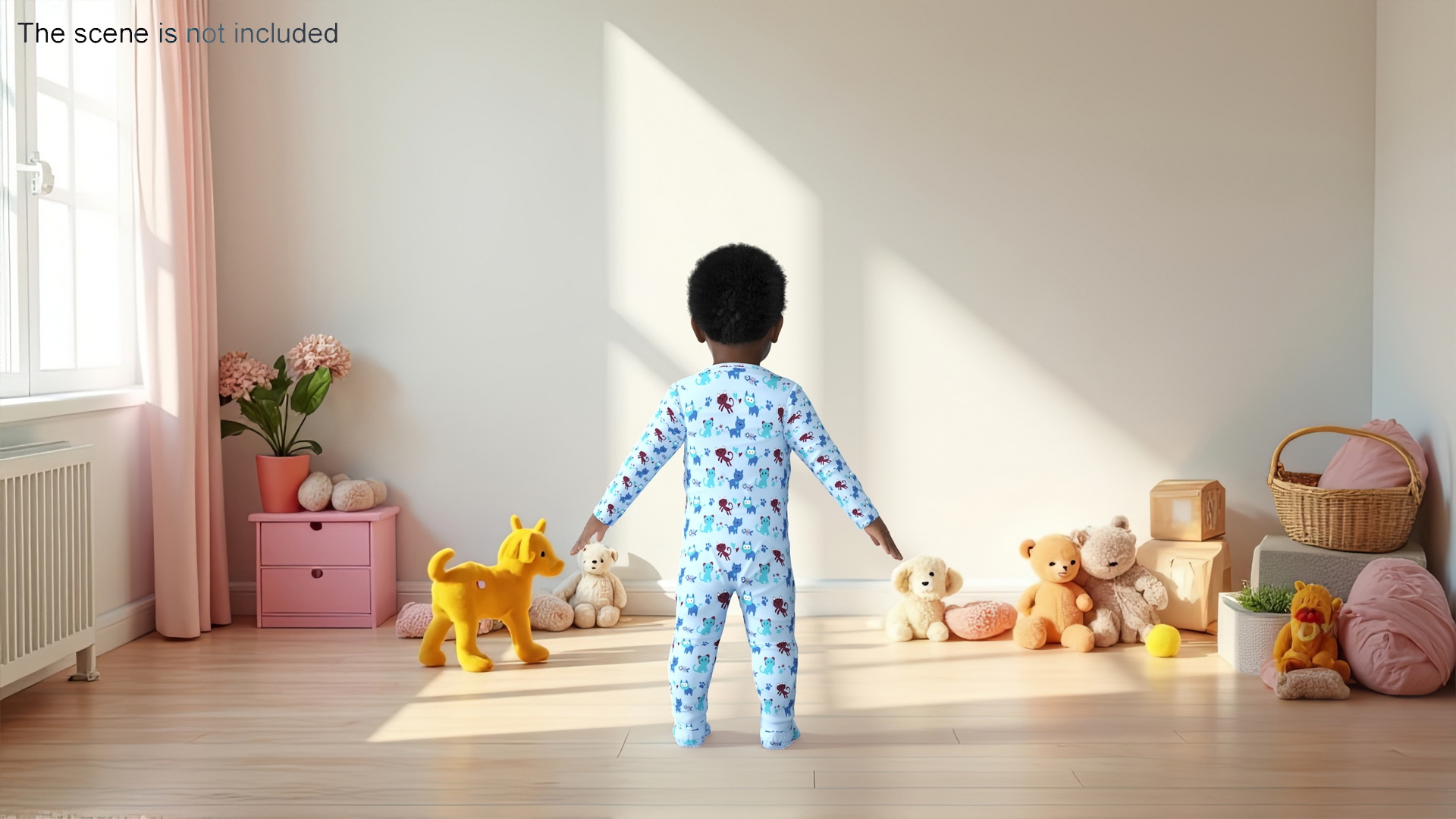 3D Black Baby Boy Wearing Full Bodysuit A-Pose model