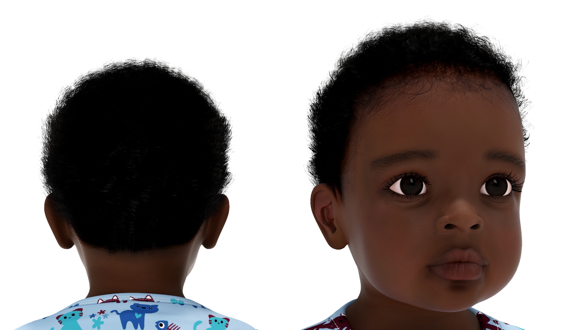 3D Black Baby Boy Wearing Full Bodysuit A-Pose model