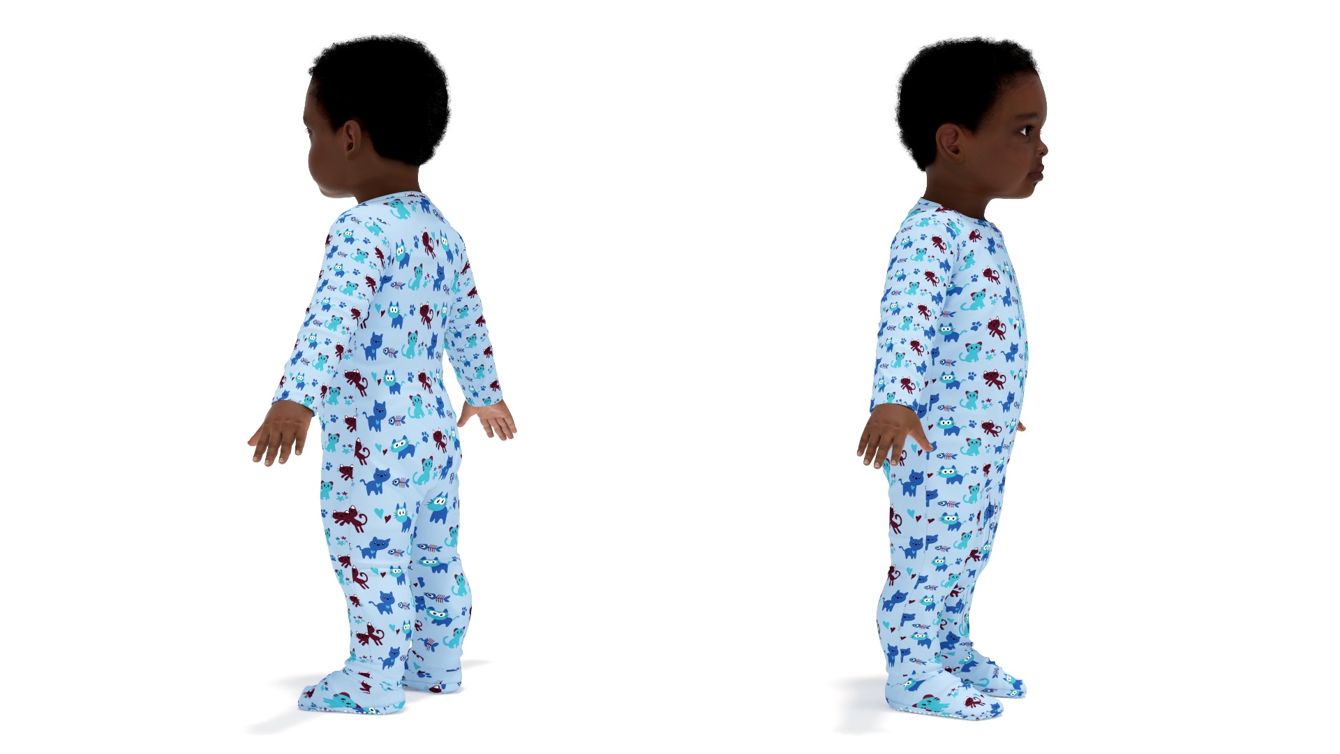 3D Black Baby Boy Wearing Full Bodysuit A-Pose model