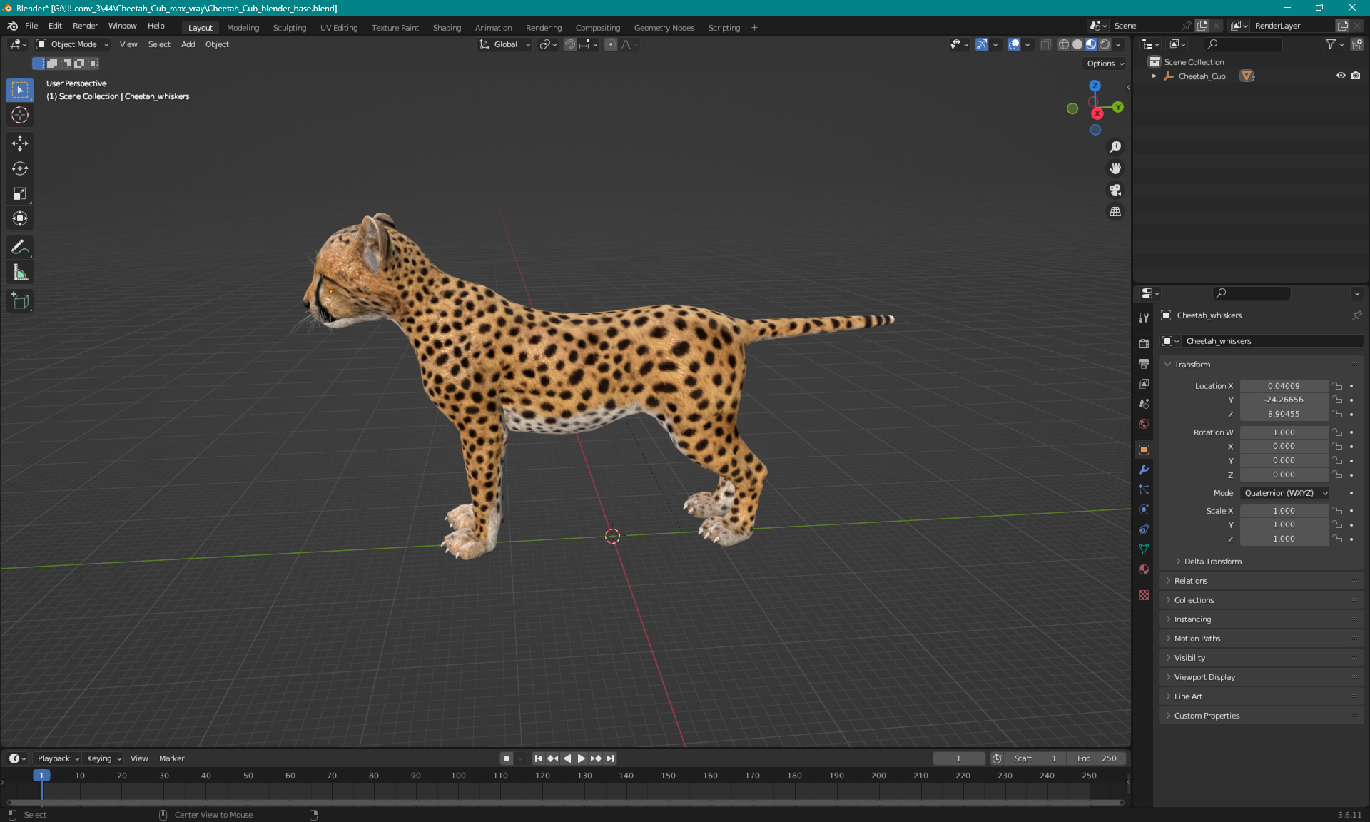 3D Cheetah Cub